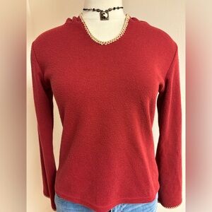 Fashion Bug Women’s Y2K Grunge Embroidered Red Hooded Shirt